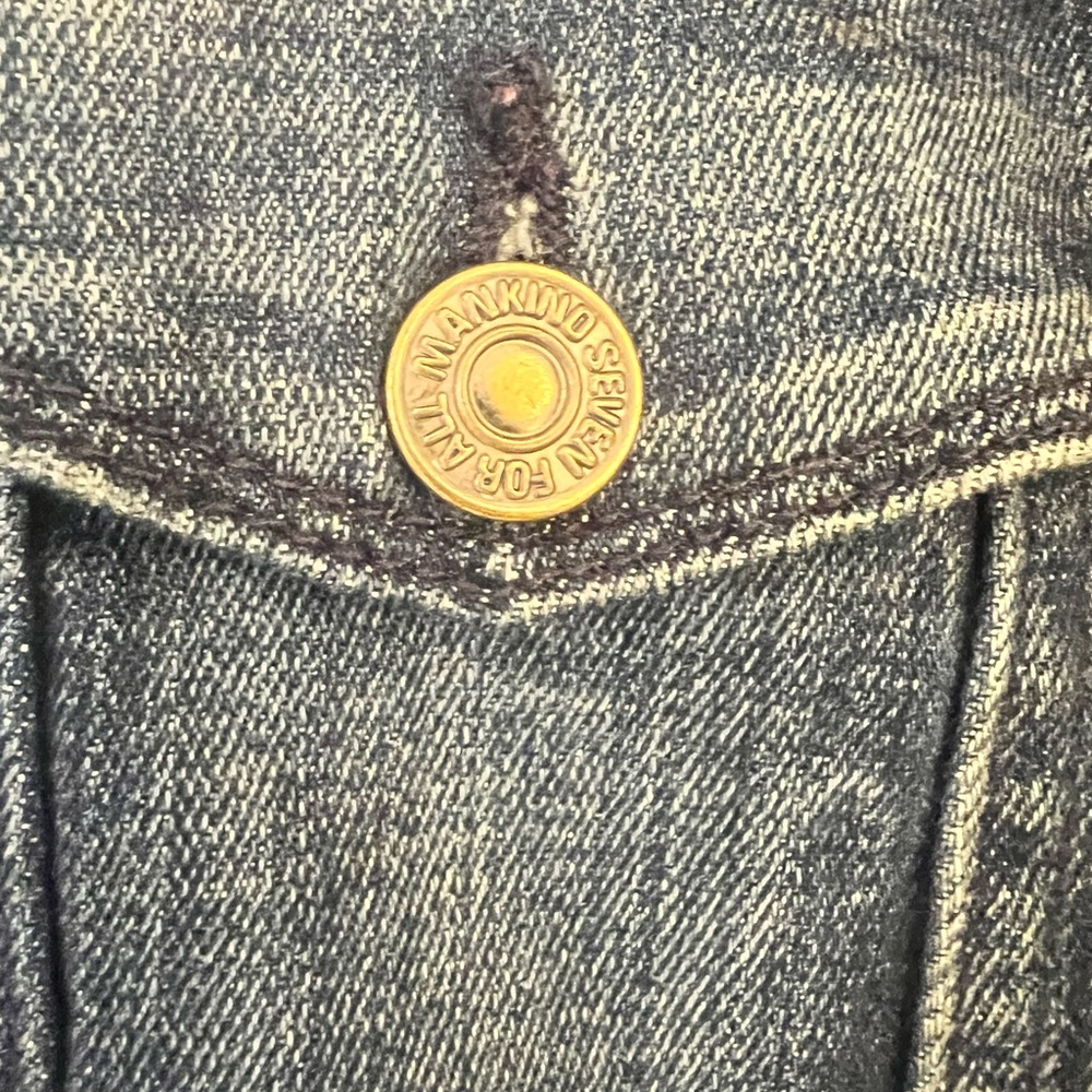 7 For All Mankind Dark Blue Jean Jacket Women size small like new - Picture 3 of 6